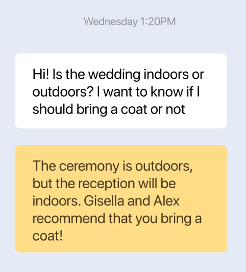 AI conversation with wedding guest
