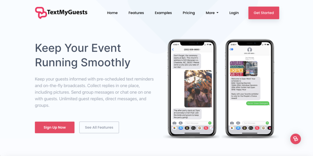 textmyguests landing page