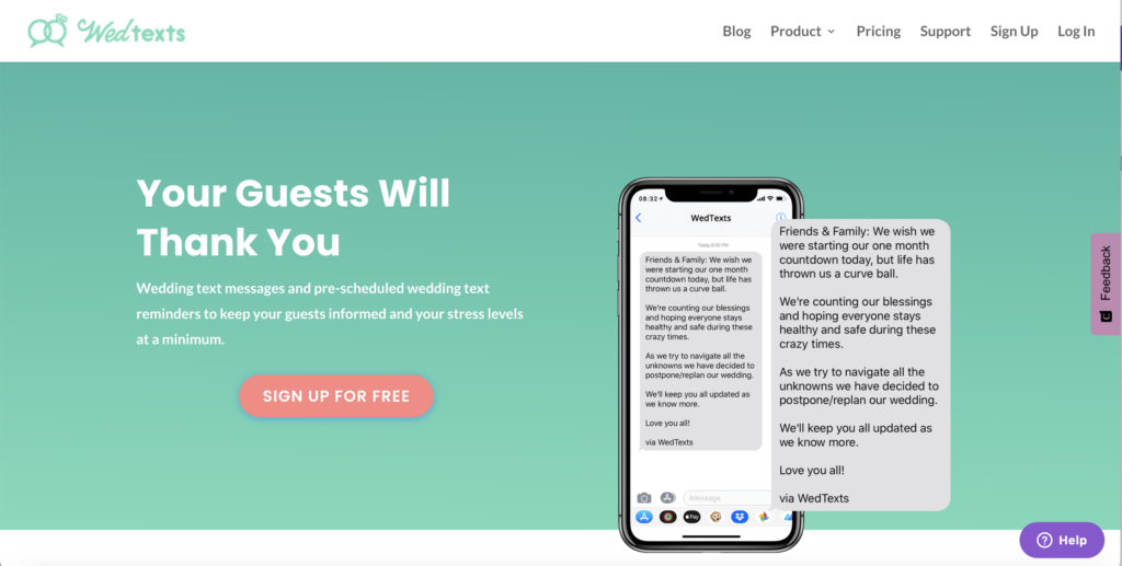 wedtexts landing page